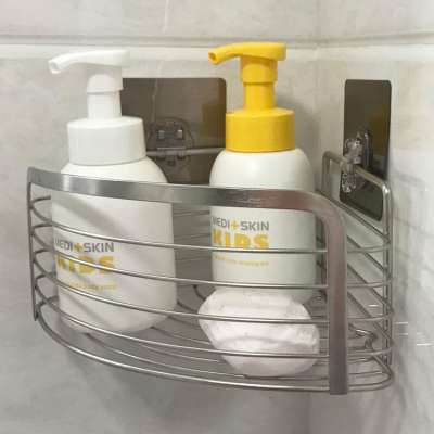 2020 New Best Seller Stainless Steel / Inox Bathroom Accessories with Magic Adhesive Hook Corner Shower Caddy