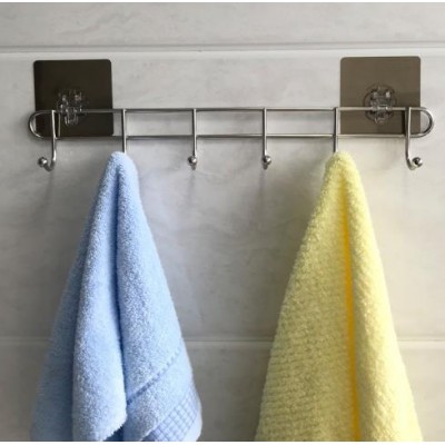 6 Hooks Wall Mounted Cloth Hook for Bathroom