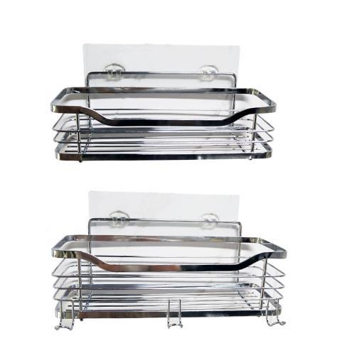 Self-Adhesive Wall Mounted Stainless Steel Double Shower Caddy